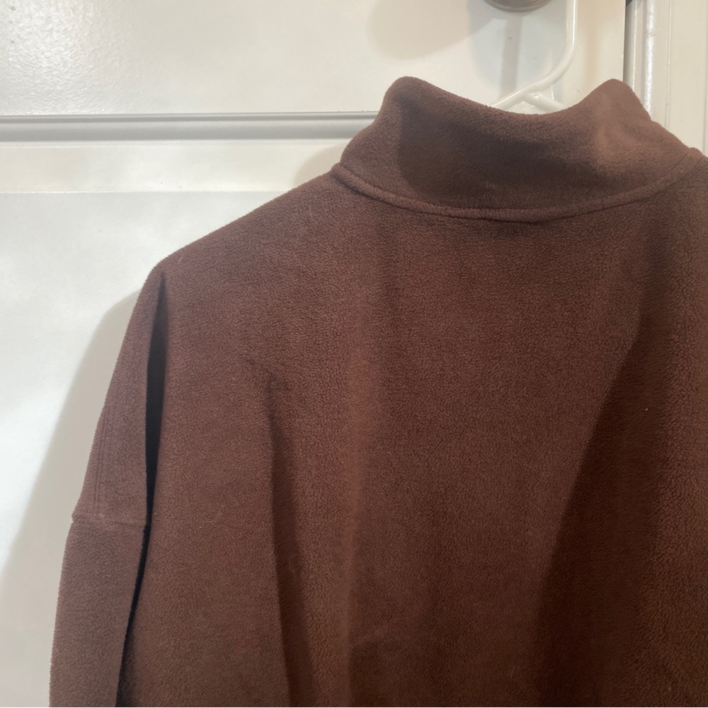 Fabletics Cropped Brown Quarter Zip - image 4